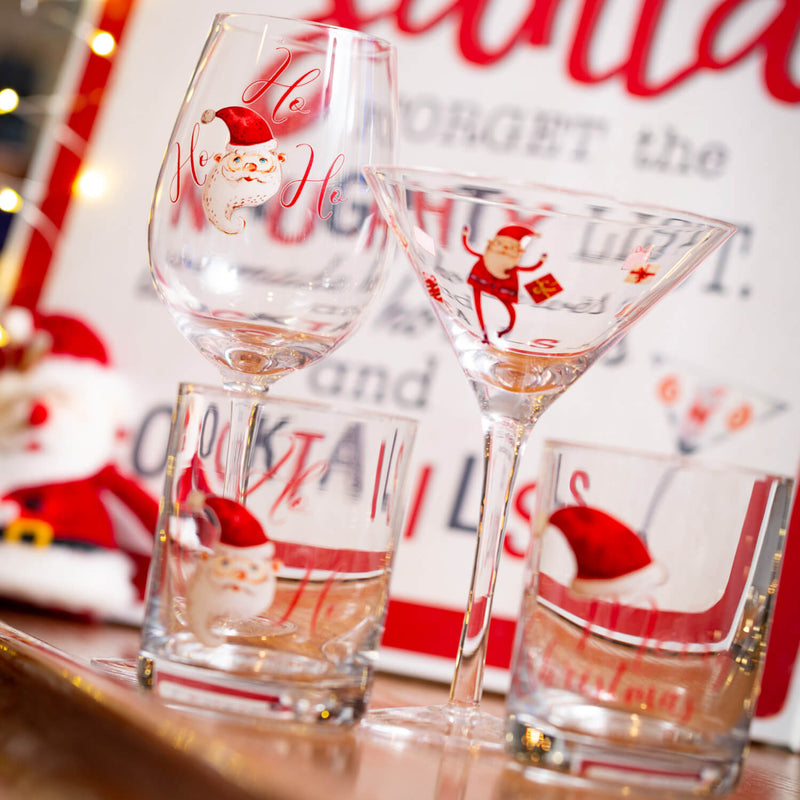 Santa Low Ball Glasses Set/4