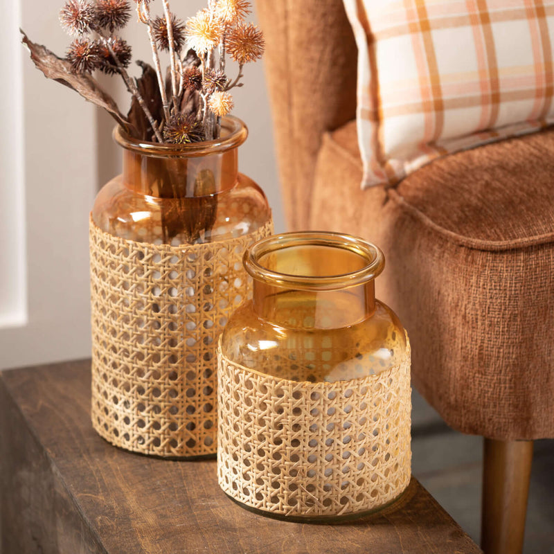 Ombre Bamboo-Weave Jar Set