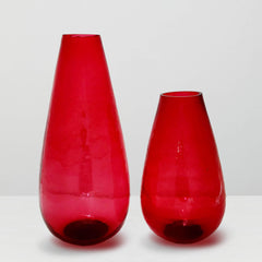 Rich Red Watercolor Glass Vase