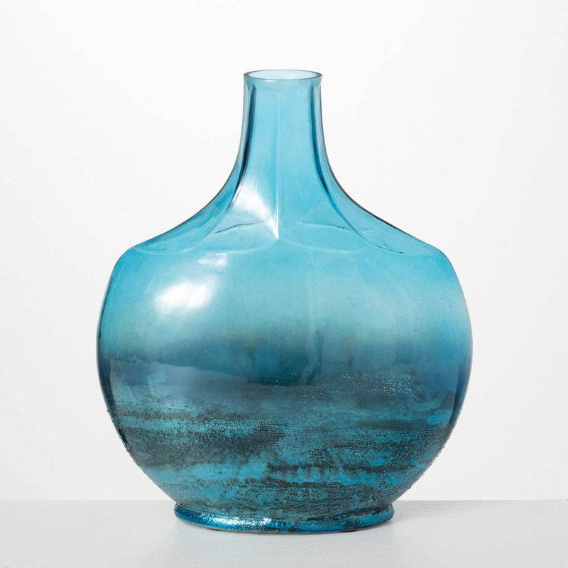 Polished Blue Glass Vase