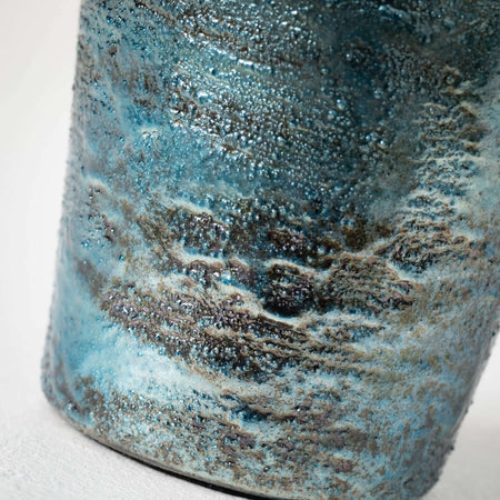 Polished Blue Glass Tall Vase