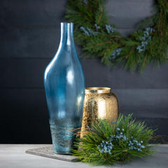 Polished Blue Glass Tall Vase