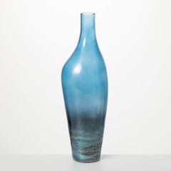 Polished Blue Glass Tall Vase
