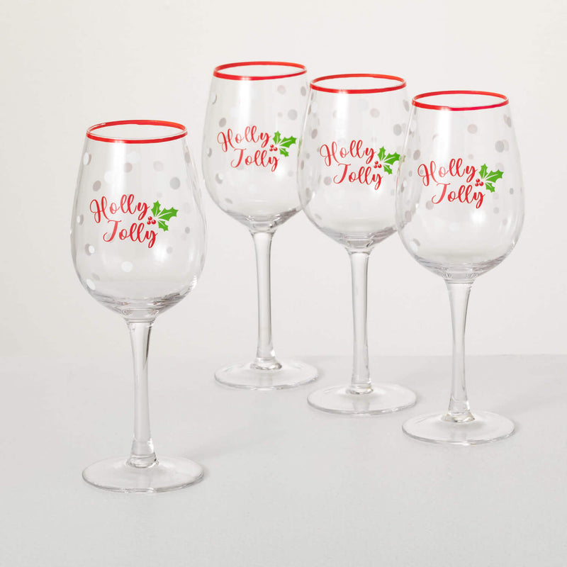Holly Jolly Wine Glass Set