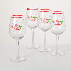 Holly Jolly Wine Glass Set