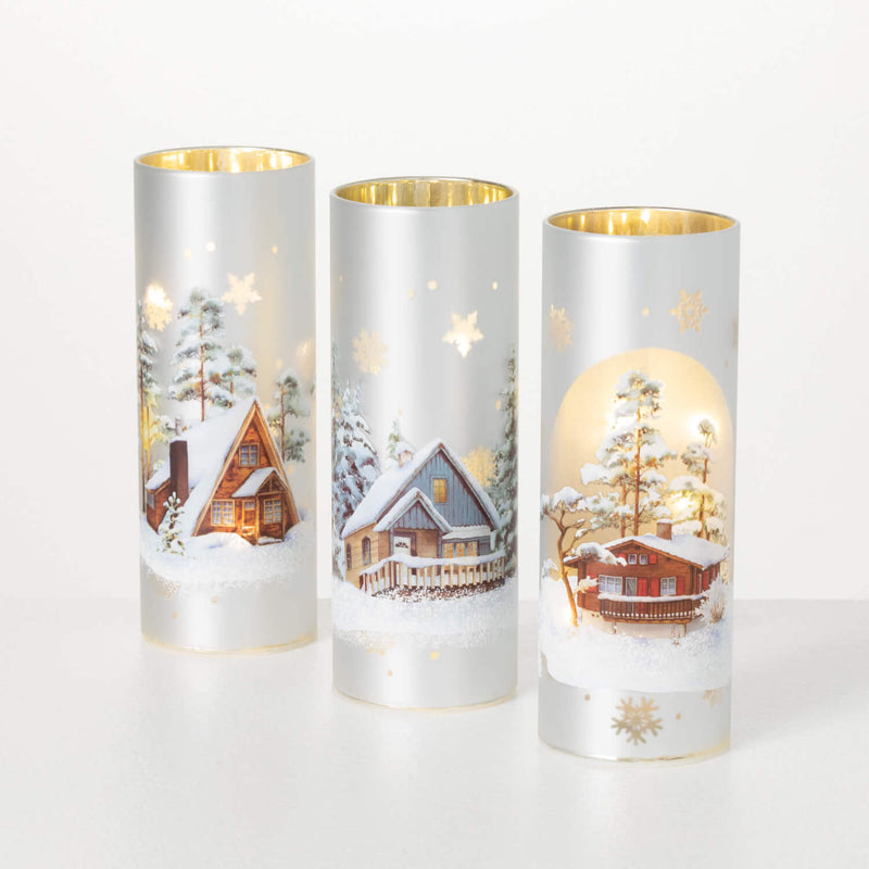 Illuminated Painted Cylinders