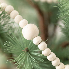 Light Natural Wood Bead Christmas Garland