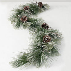 Frosted Cedar and Pine Cone Christmas Garland