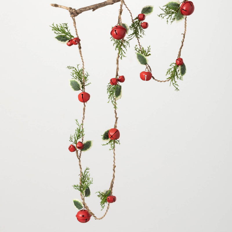 Red Jingle Bell & Pine Garland