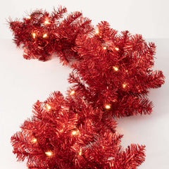 Red Illuminated Tinsel Garland