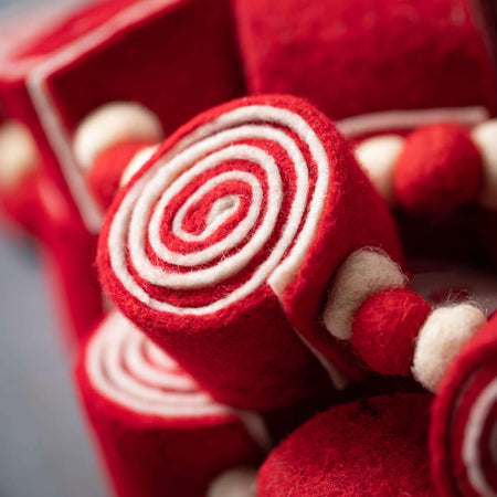 Red & White Felt Candy Garland
