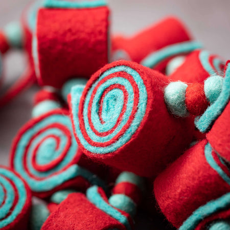Red & Blue Felt Candy Garland