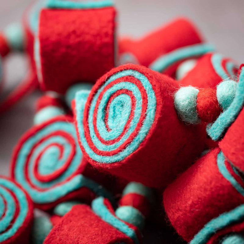Red & Blue Felt Candy Garland