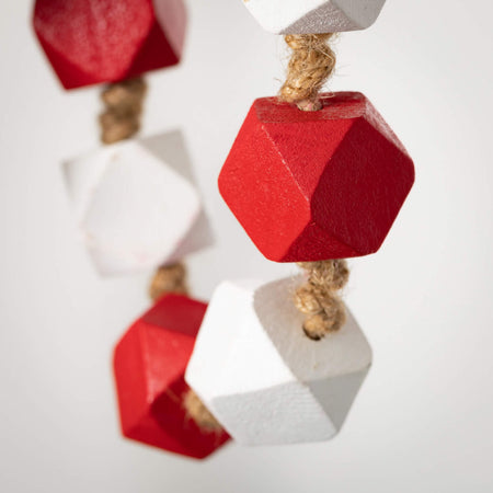 Red & White Wood Bead Garland