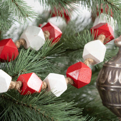 Red & White Wood Bead Garland