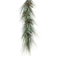 Frosted Long Pine Needle and Pine Cone Christmas Garland