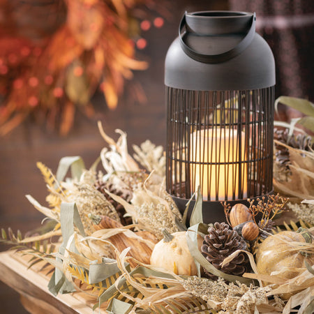 Rustic Lantern With Led Pillar