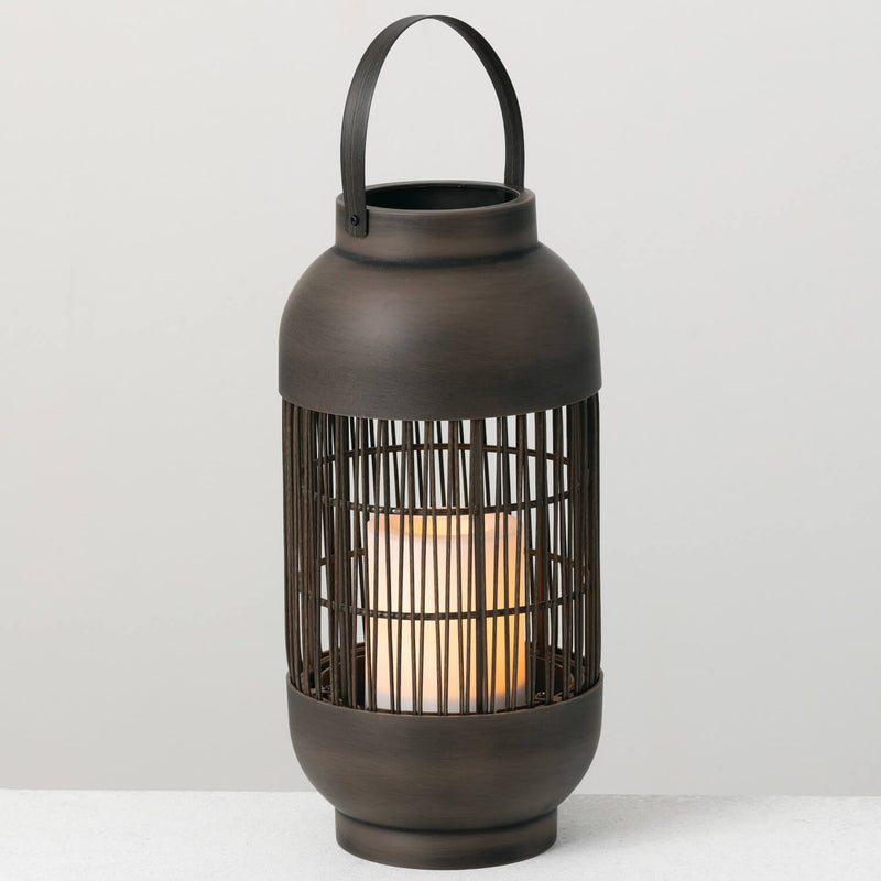 Rustic Lantern With Led Pillar