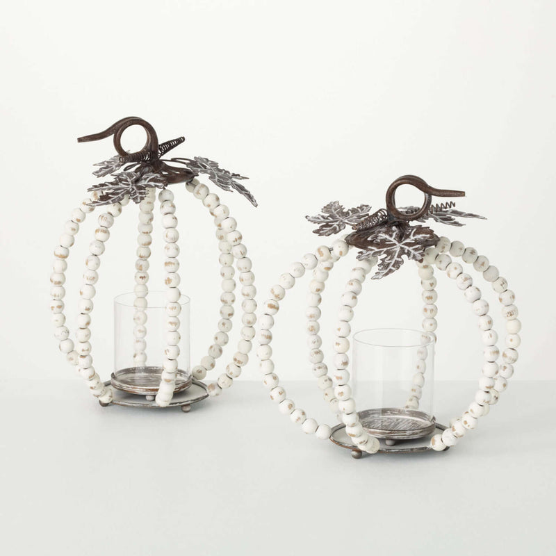 Beaded Pumpkin Pillar Holders