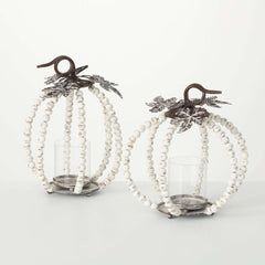 Beaded Pumpkin Pillar Holders