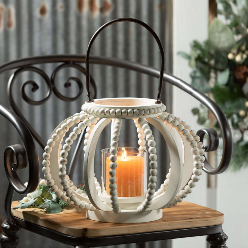 Beaded Pumpkin Pillar Lanterns