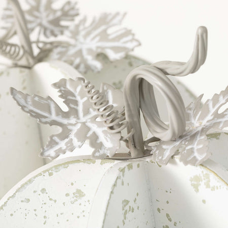 White Wood & Metal Pumpkin Set