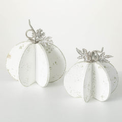 White Wood & Metal Pumpkin Set