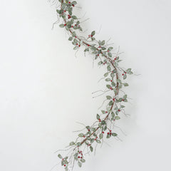 Frosted Small Leaf, Twig, and Berry Christmas Garland
