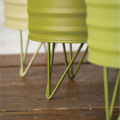 Green Metal Planters Set 3