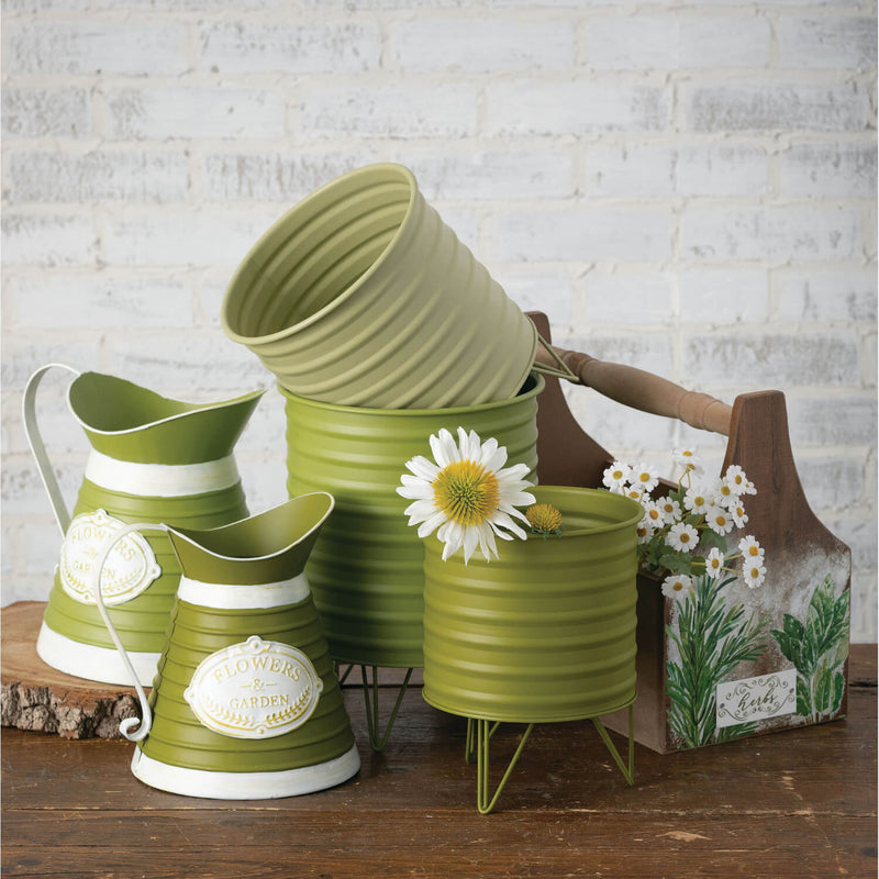 Green Metal Planters Set 3