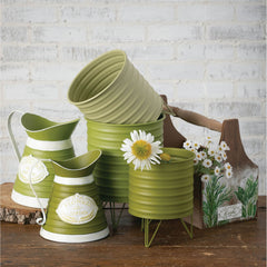 Green Metal Planters Set 3