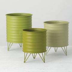 Green Metal Planters Set 3