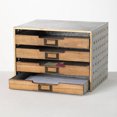 Galvanized Industrial 4 Drawer File Organizer