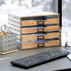 Galvanized Industrial 4 Drawer File Organizer