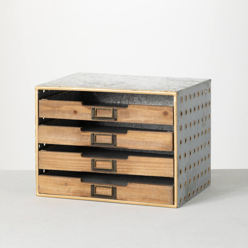 Galvanized Industrial 4 Drawer File Organizer