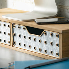 Galvanized Industrial Monitor Riser with Storage