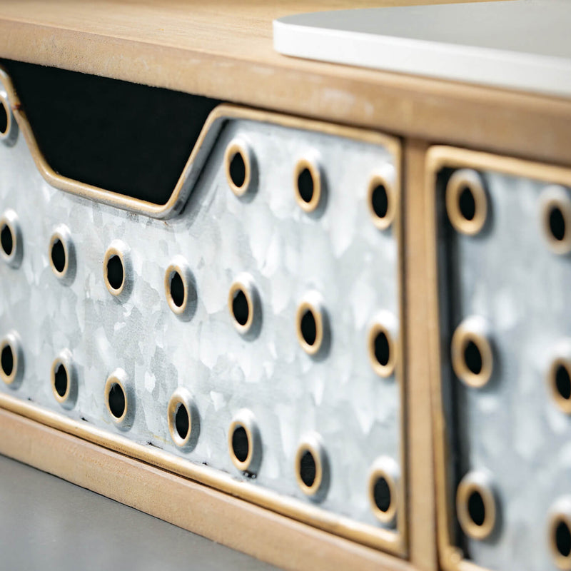 Galvanized Industrial Monitor Riser with Storage