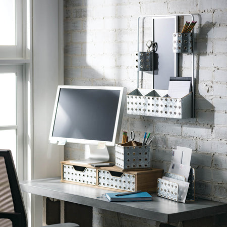 Galvanized Industrial Monitor Riser with Storage