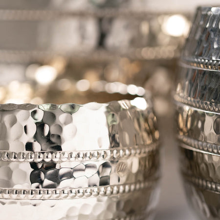 Silver Hammered Metal Bowls Set Of 3