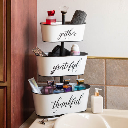 Harvest Black and White 3-Tiered Planter Set