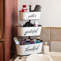 Harvest Black and White 3-Tiered Planter Set