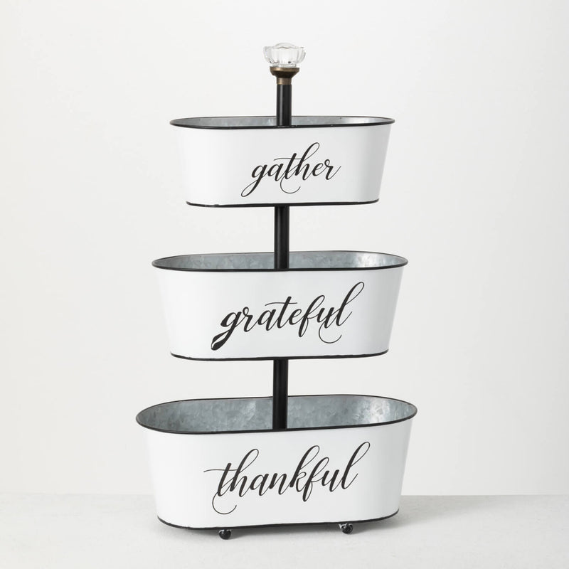 Harvest Black and White 3-Tiered Planter Set