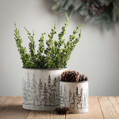 Whitewashed Metal Christmas Tree Planters