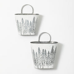 Metal Pine Wall Pocket Set