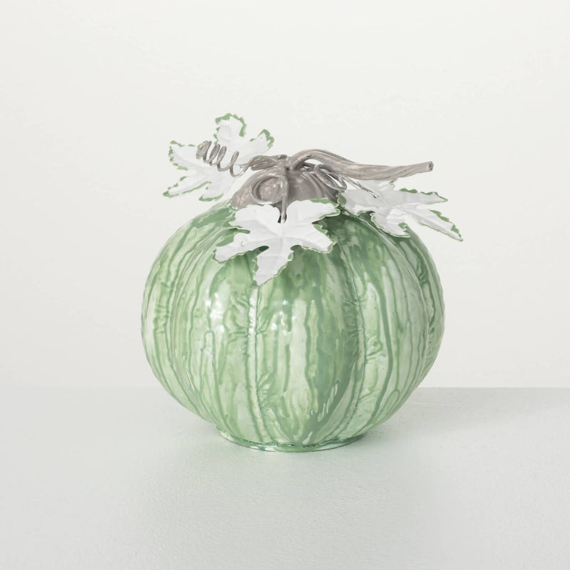 Small Sage Metal Pumpkin