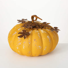 Large Yellow Metal Pumpkin