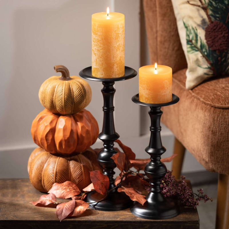 Black Metal Candleholder Set 2