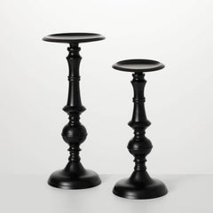 Black Metal Candleholder Set 2