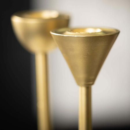 Brushed Gold Taper Holder Set