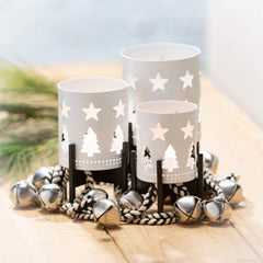 White Cutout Candleholder Set